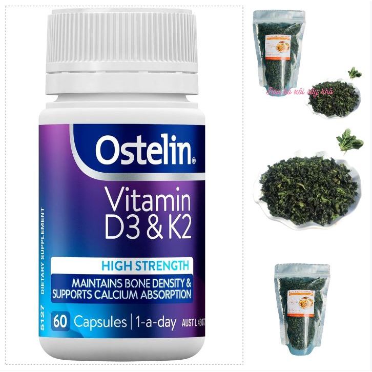 [AZ] Viên uống tăng cường sức khỏe xương Ostelin Vitamin D3 & K2, 60 viên. Nấm hương sấy; Cải bó xôi sấy. Giàu D3&K2 | BigBuy360 - bigbuy360.vn