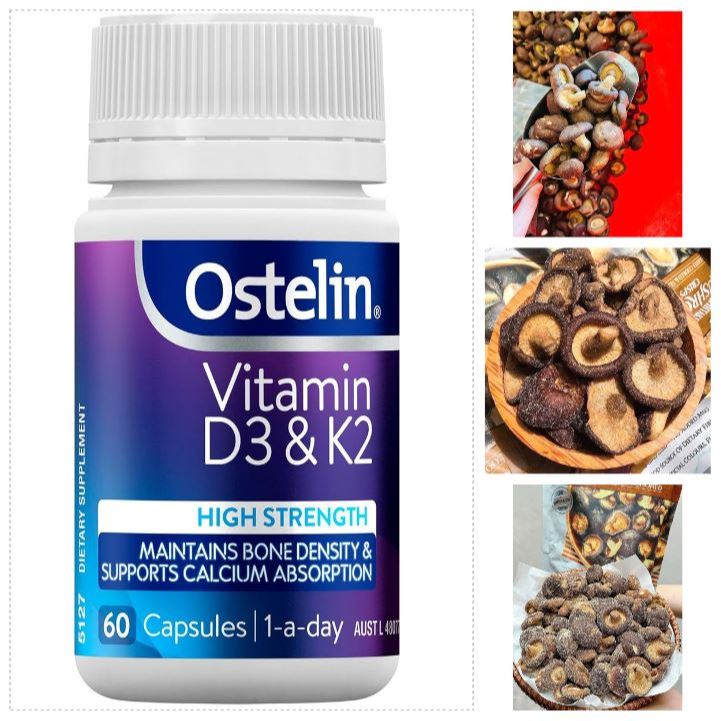 [AZ] Viên uống tăng cường sức khỏe xương Ostelin Vitamin D3 & K2, 60 viên. Nấm hương sấy; Cải bó xôi sấy. Giàu D3&K2 | BigBuy360 - bigbuy360.vn