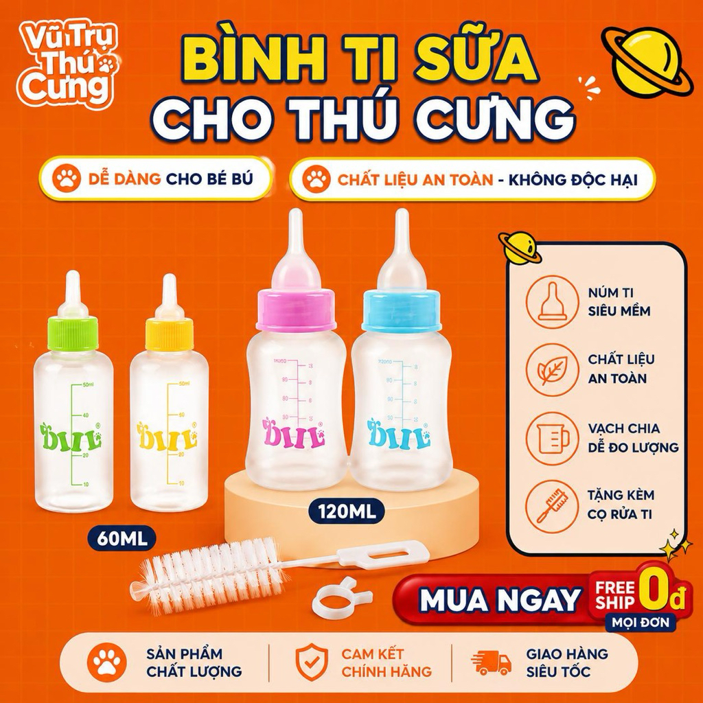 Bình ti sữa cho Chó mèo con 60ml