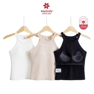 [ PREMIUM COTTON ] Áo cổ yếm có đệm mút 3D, Áo bratop nữ  MELINFA VAA0548
