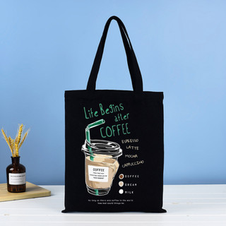Túi Vải Canvas Lớn Thời Trang Trắng Xanh Họa Tiết Đơn Giản Dạo Phố MEILI STORE