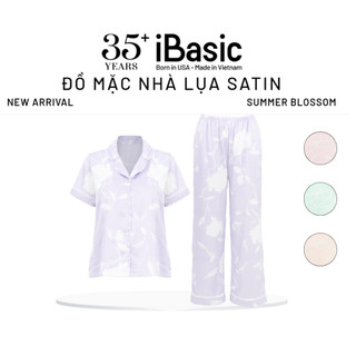 Bộ mặc nhà nữ Summer Blossom iBasic pyjama lụa satin  áo tay ngắn quần dài HOMW074