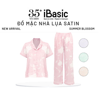 Bộ mặc nhà nữ Summer Blossom iBasic pyjama lụa satin  áo tay ngắn quần dài HOMW074