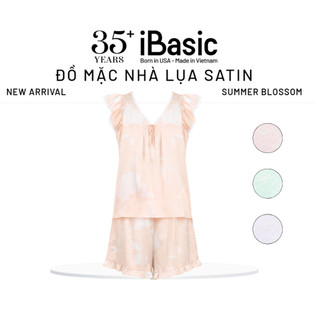 Bộ mặc nhà nữ Summer Blossom iBasic  lụa satin áo cánh tiên quần đùi HOMW073