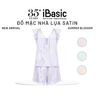 Bộ mặc nhà nữ Summer Blossom iBasic  lụa satin áo cánh tiên quần đùi HOMW073