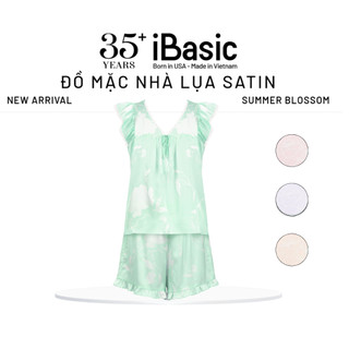 Bộ mặc nhà nữ Summer Blossom iBasic  lụa satin áo cánh tiên quần đùi HOMW073