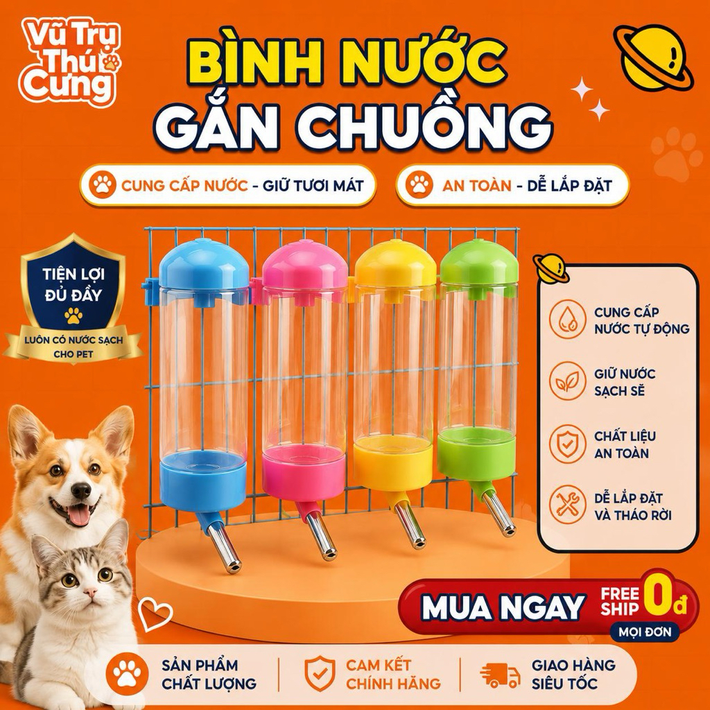 Bính nước gắn chuồng Chó Mèo tiện lợi 400ml
