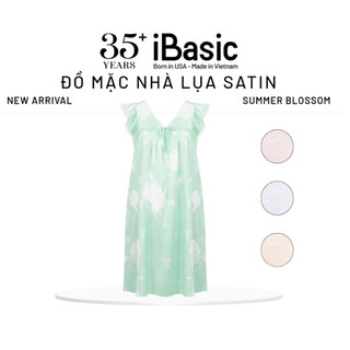 Đầm mặc nhà nữ Summer Blossom iBasic lụa satin tay cánh tiên SW088