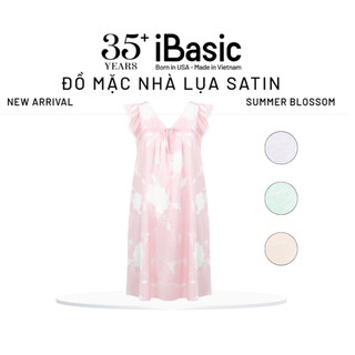 Đầm mặc nhà nữ Summer Blossom iBasic lụa satin tay cánh tiên SW088