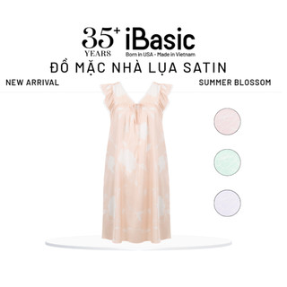 Đầm mặc nhà nữ Summer Blossom iBasic lụa satin tay cánh tiên SW088