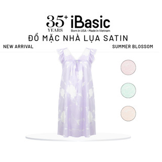 Đầm mặc nhà nữ Summer Blossom iBasic lụa satin tay cánh tiên SW088