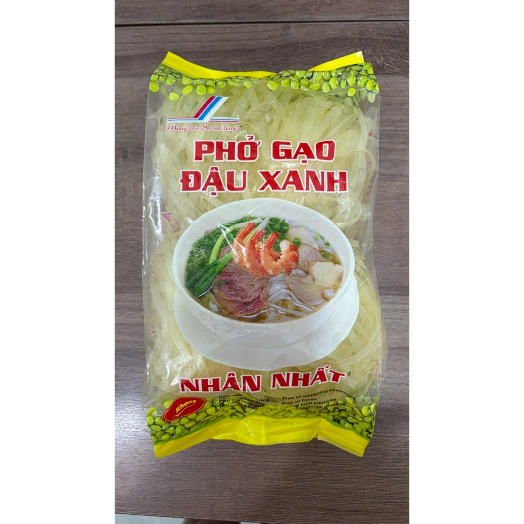 PHỞ GẠO ĐẬU XANH NHÂN NHẤT - Phở tươi sấy khô ăn liền gói 350G, sợi dai ngon thơm mát, không phụ gia