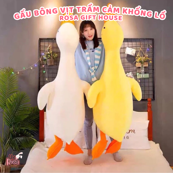 Thú Nhồi Bông Vịt Trầm Cảm Màu Trắng Vàng Nhiều Size – Gấu Bông Gối Ôm Dài Quà Tặng Siêu Cute
