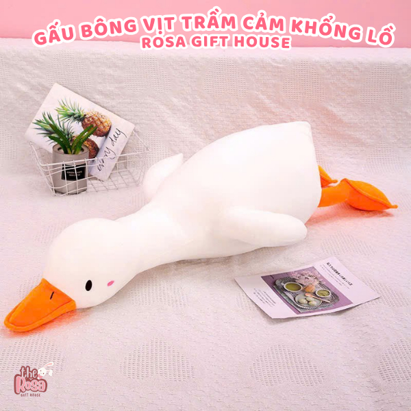 Thú Nhồi Bông Vịt Trầm Cảm Màu Trắng Vàng Nhiều Size – Gấu Bông Gối Ôm Dài Quà Tặng Siêu Cute