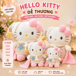 Gấu Bông Hello Kitty Dễ Thương 30cm, 45cm, 60cm, 75cm Cao Cấp, Quà Tặng Ngọt Ngào Cho Bé & Bạn Gái