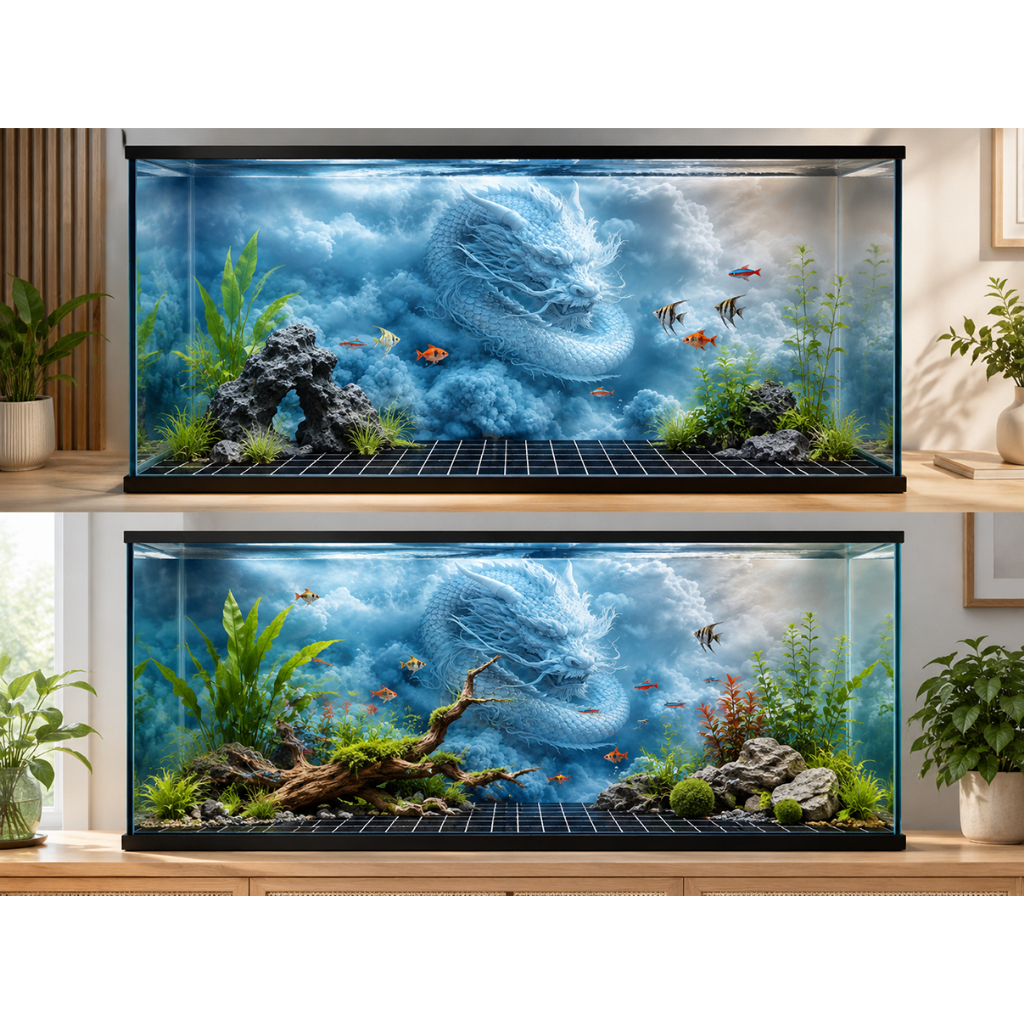 Decal tranh dán hồ cá 3D Kho In Ấn HC59 chống nước, In KTS dán dễ, gỡ dễ, có keo sẵn, nhiều kích cỡ