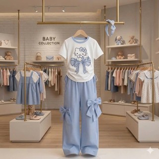(Hàng may kỹ) Set hè cho bé gái áo croptop và quần xuông cho bé từ 15-45kg