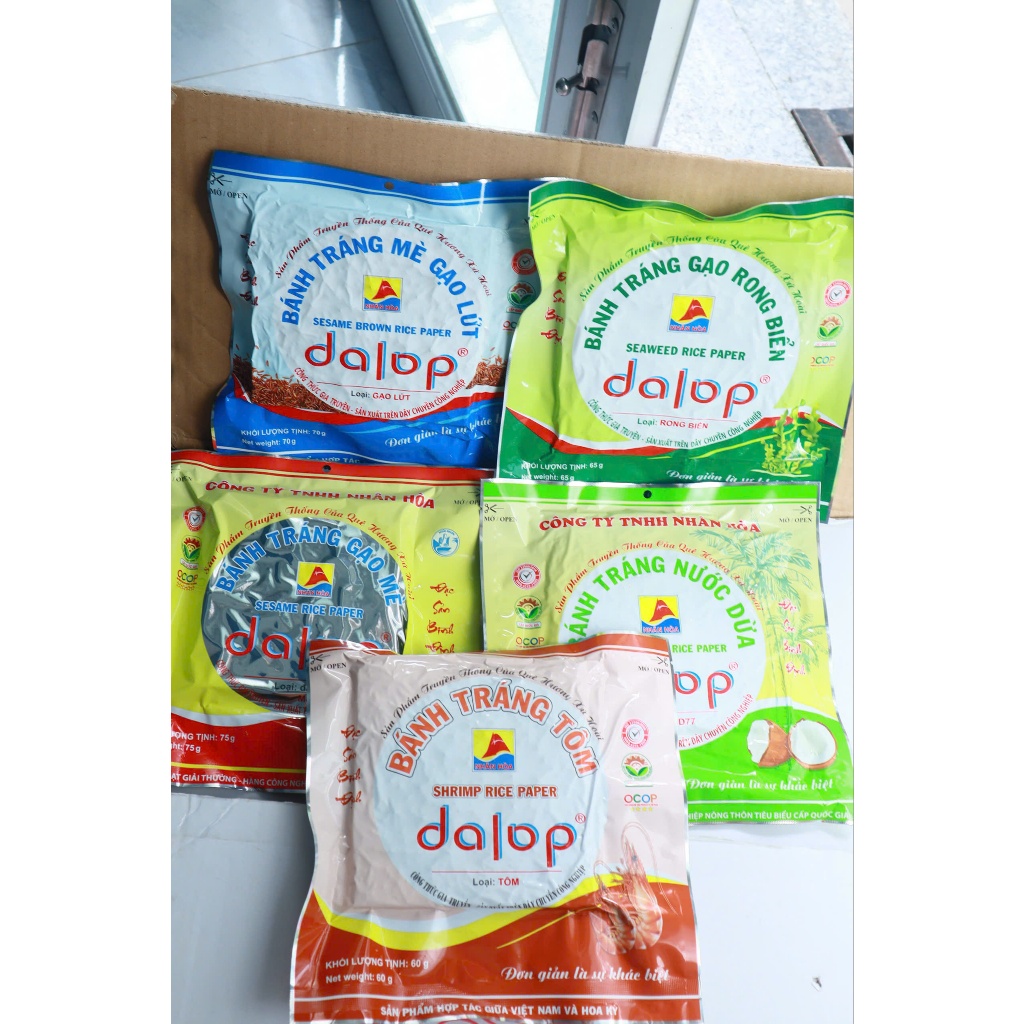 [COMBO 3] Bánh Tráng Nướng Giòn Dalop Vị Nước Dừa Thơm Béo Giòn Tan Ăn Vặt Kèm Gỏi, Mì Quảng
