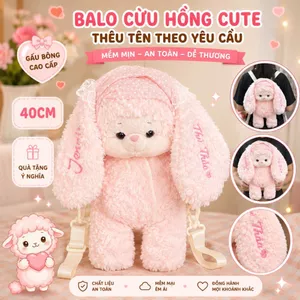 Gấu Bông Cừu Hồng Dễ Thương 40cm Thêu Tên Theo Yêu Cầu, Thú Nhồi Bông Cá Nhân Hóa Quà Tặng Dễ Thương