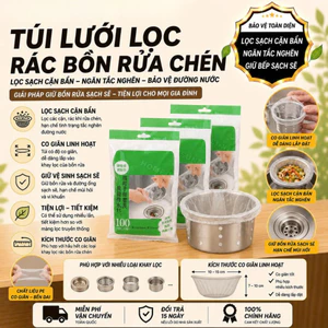 Túi lọc rác bồn rửa chén bát túi lưới lọc rác rửa bát co giãn có dây chun tự phân hủy