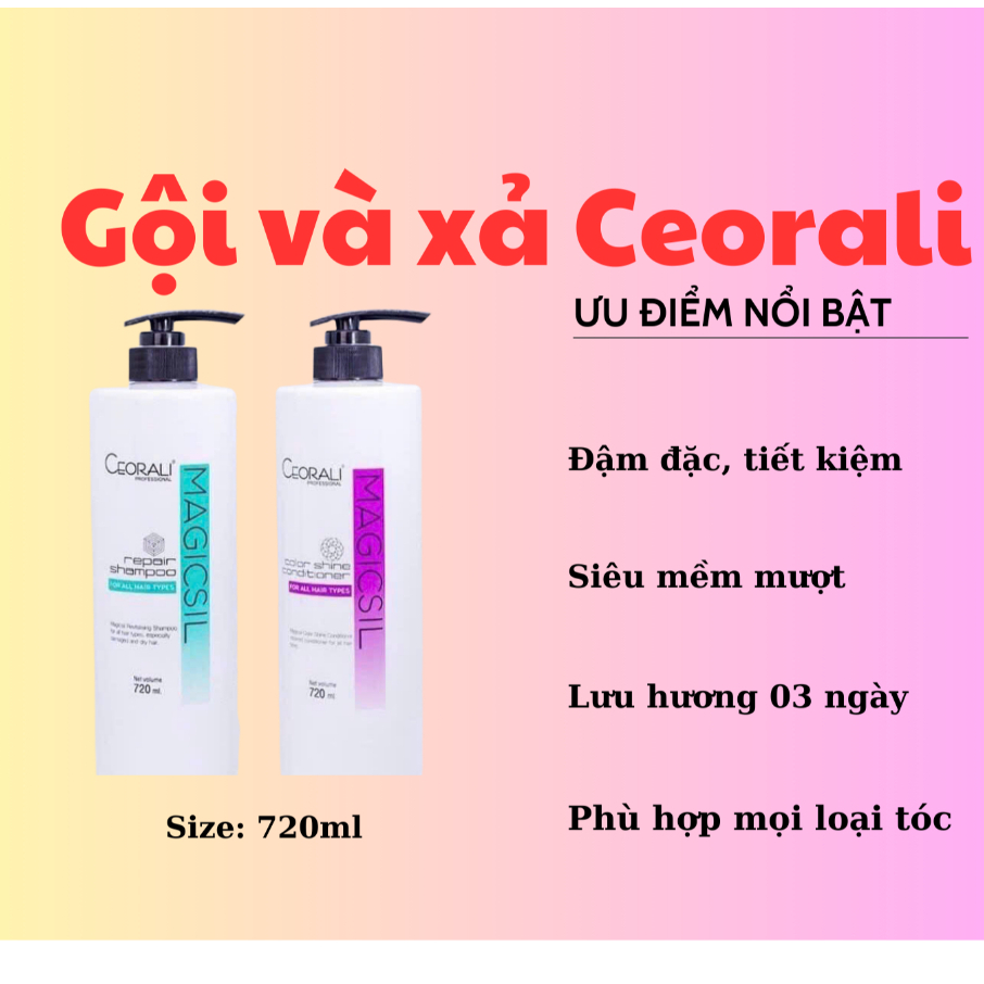Dầu gội và xả Ceorali Magicsil phục hồi tóc chuyên sâu Dầu gội và xả Ceorali Magicsil