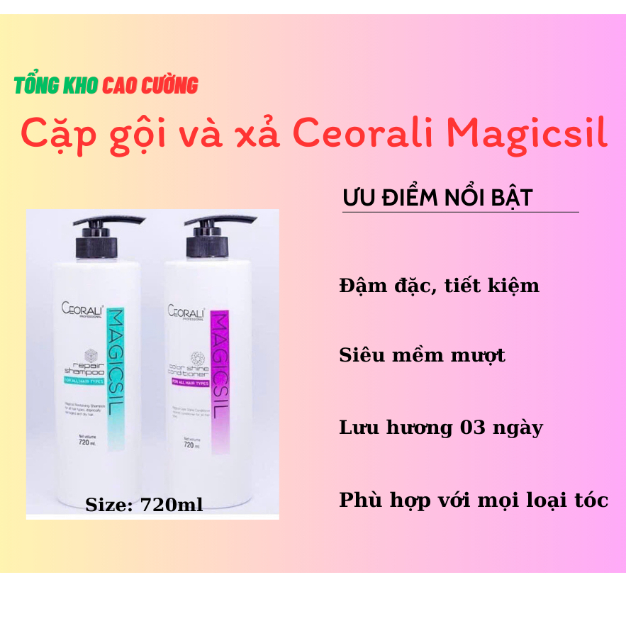 Dầu gội và xả Ceorali Magicsil phục hồi tóc chuyên sâu Dầu gội và xả Ceorali Magicsil
