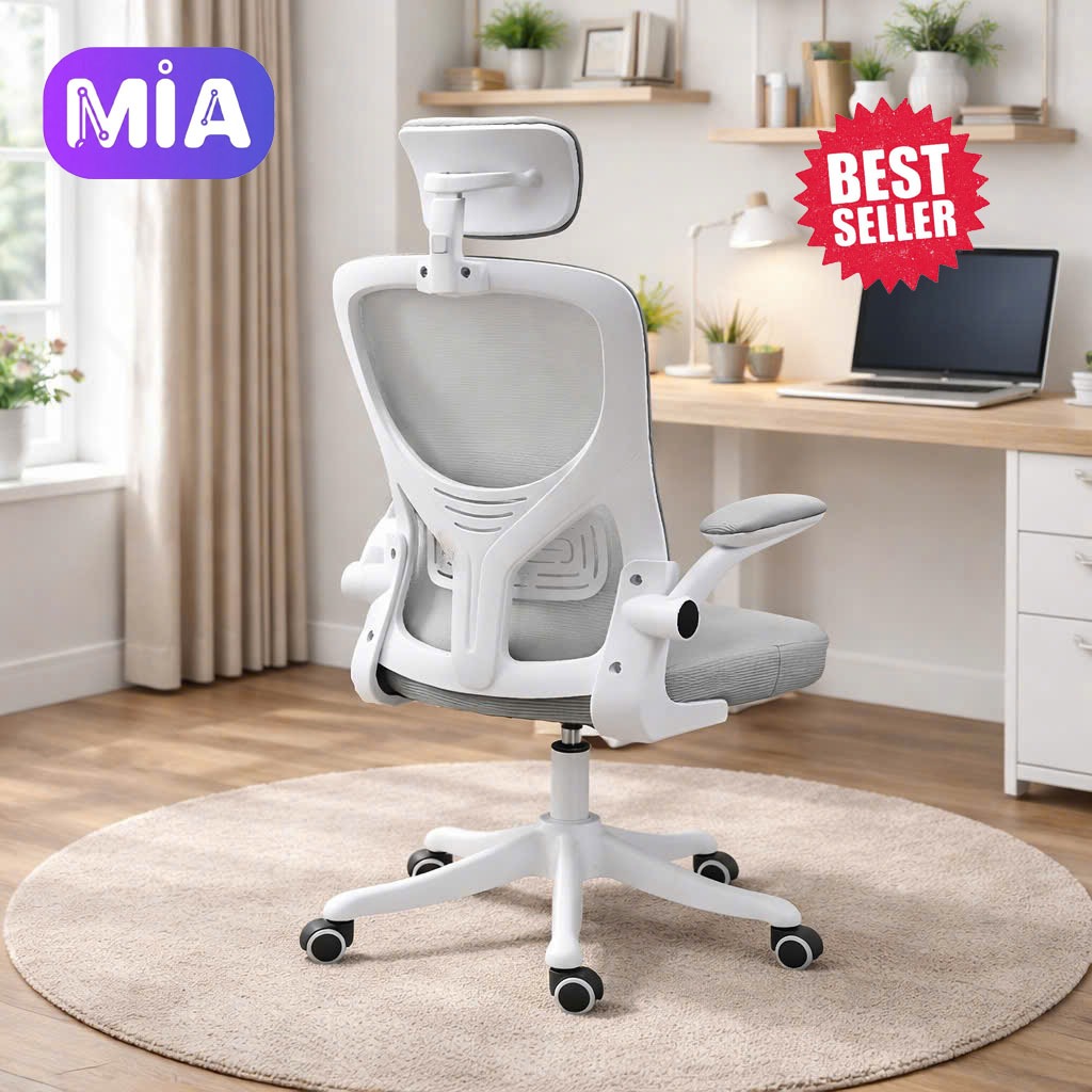 MIA FURNITURE Ghế Công Thái Học Mia01,Xoay 360, Tựa Đầu Linh hoạt