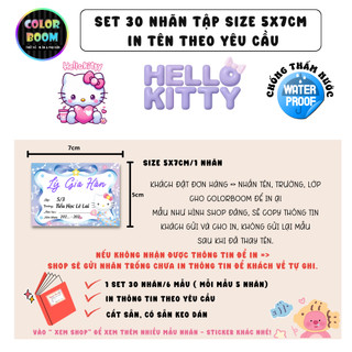[ IN TÊN THEO YÊU CẦU] Nhãn Vở HELLO KITTY In Theo Yêu Cầu - Chống thấm nước - ColorBoom