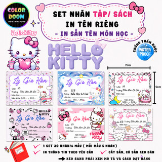 [ IN TÊN THEO YÊU CẦU] Nhãn Vở HELLO KITTY In Theo Yêu Cầu - Chống thấm nước - ColorBoom