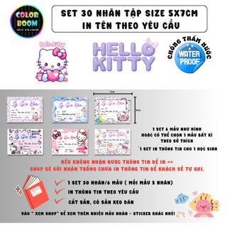 [ IN TÊN THEO YÊU CẦU] Nhãn Vở HELLO KITTY In Theo Yêu Cầu - Chống thấm nước - ColorBoom