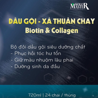 Bộ gội xả dưỡng sinh thuần chay hỗ trợ giữ màu tóc, phục hồi hư tổn, kích thích mọc tóc thuần chay Kolor Master