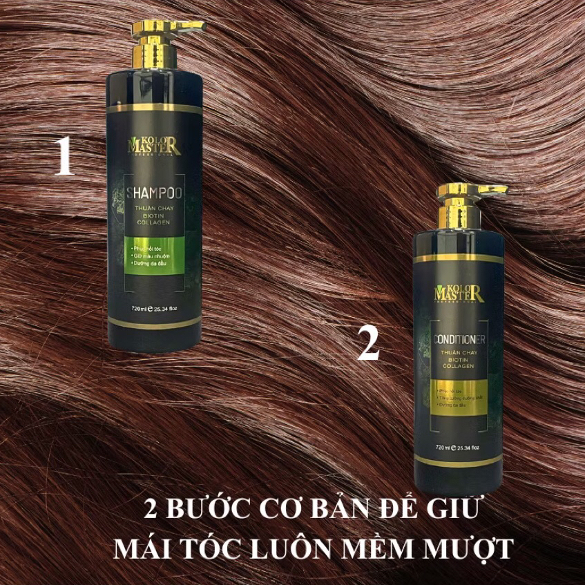 [KolorMaster] Dầu gội & xả Thuần Chay bổ sung Biotin, Collagen giúp tóc mềm mại tự nhiên, suôn mượt 720mlx2