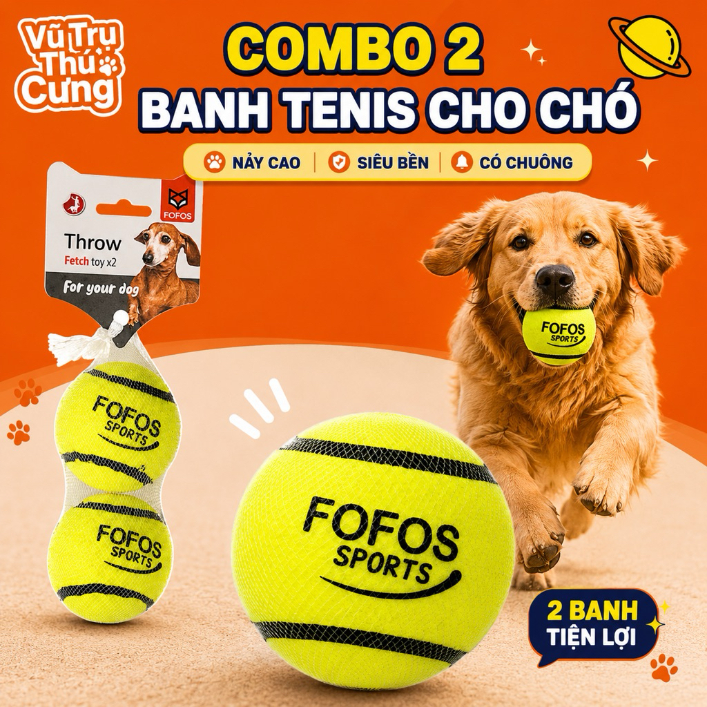 Đồ Chơi Cho Chó Combo 2 Bóng Tenis Gặm Và Huấn Luyện FOFOS