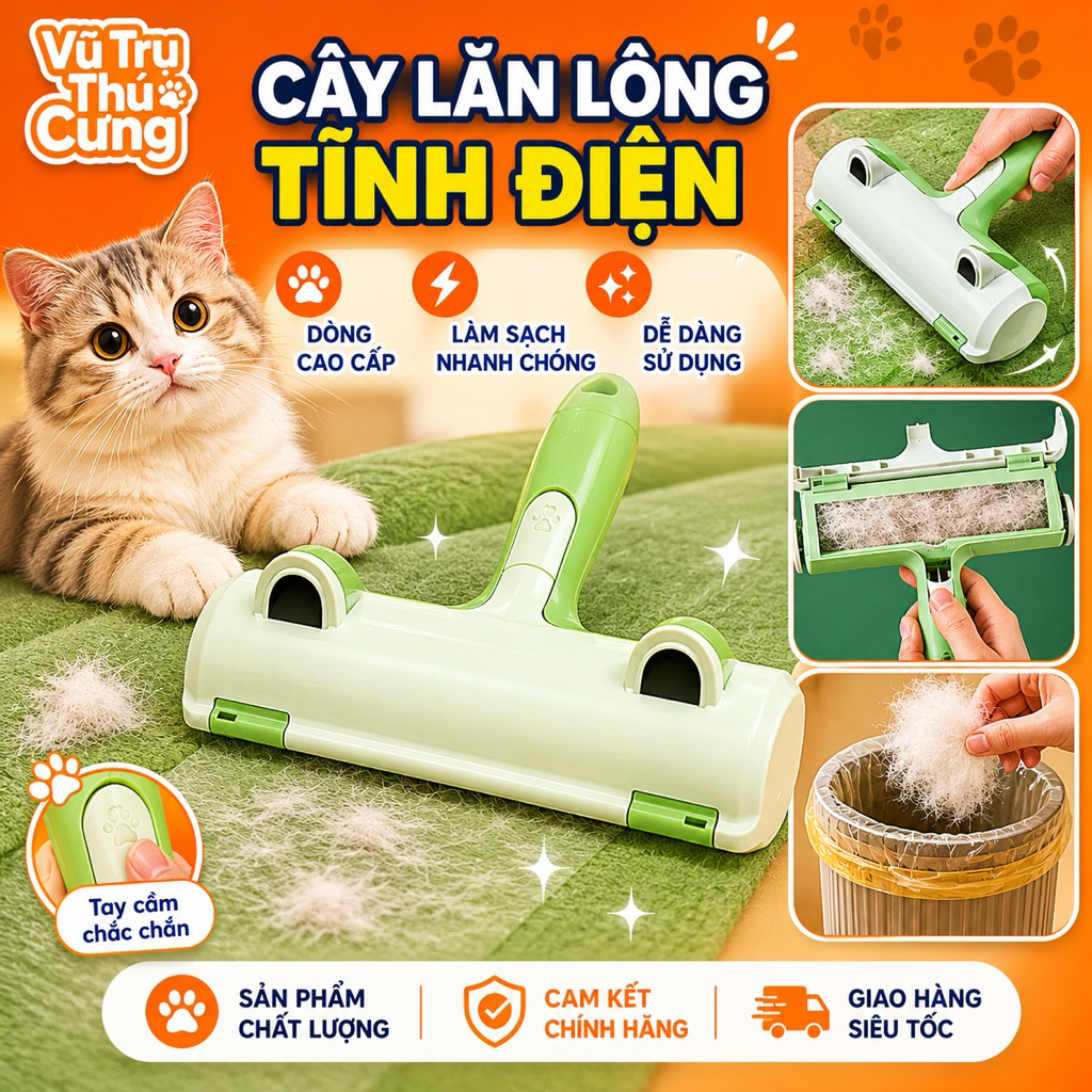 Cây lăn lông tĩnh điện, lăn bụi quần áo, bụi sofa, vệ sinh giường nệm