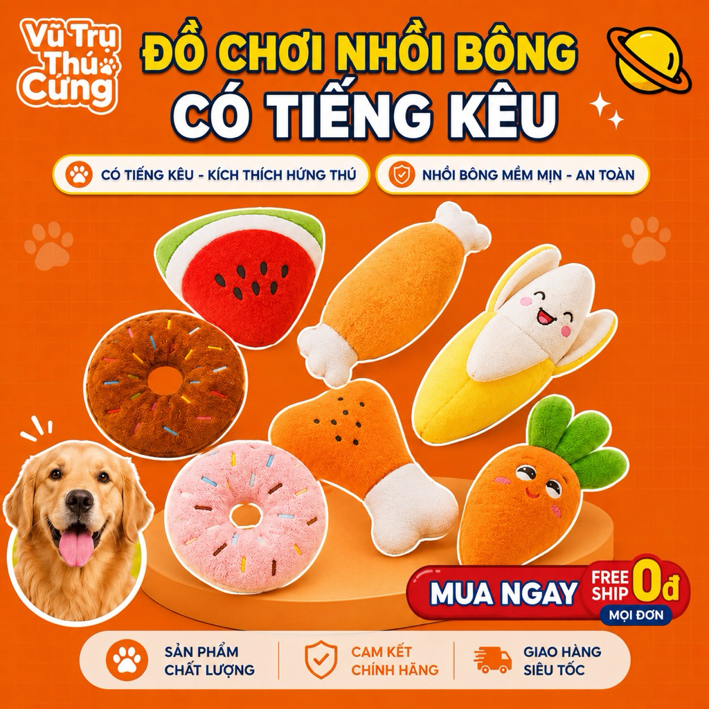Đồ Chơi Cho Chó Mèo-Thú Nhồi Bông Nhiều Mẫu Đa Dạng