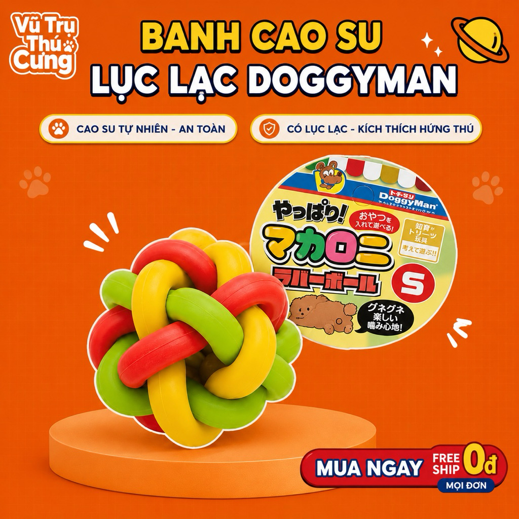 Đồ Chơi Cho Thú Cưng Banh Cao Su Đan 3 Màu Doggyman