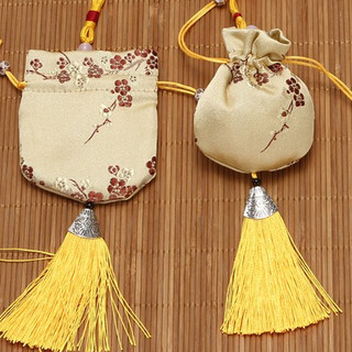 Túi Gấm Thổ Cẩm Thêu Hoa Mai Dây Tua Rua Quà Tặng Sinh Nhật Decor