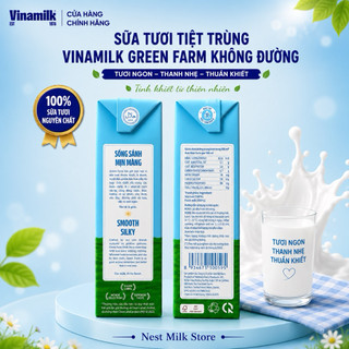 Sữa Tươi Tiệt Trùng Vinamilk Green Farm Không Đường 1 Lít - Thùng 12 Hộp