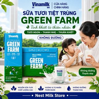 Sữa Tươi Tiệt Trùng Vinamilk Green Farm Không Đường 1 Lít - Thùng 12 Hộp