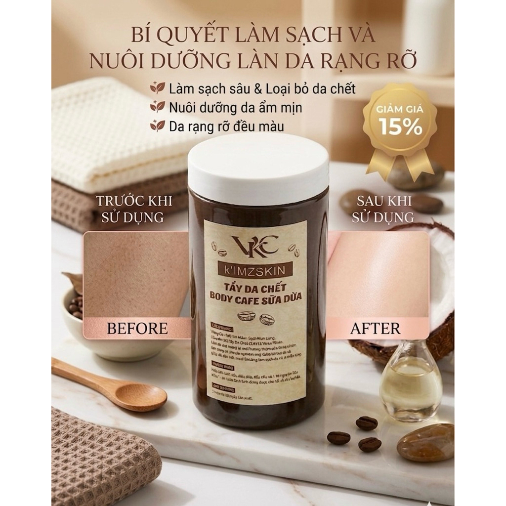 Tẩy tế bào chết sữa dừa giúp làm sạch , làm trắng da mền mịn , dùng được cho mặt và body