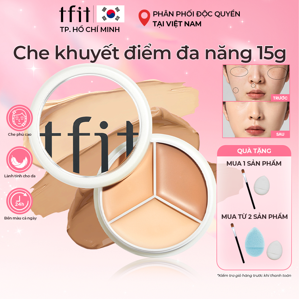 Che khuyết điểm TFIT Cover Up Pro Concealer, kem che khuyết điểm TFIT hũ 3 màu tiện lợi - TFIT HCM