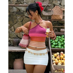 Áo kiểu dệt lưới hoa văn nhiều màu sắc gợi cảm phong cách Boho Bohemian (Order 8 ngày)