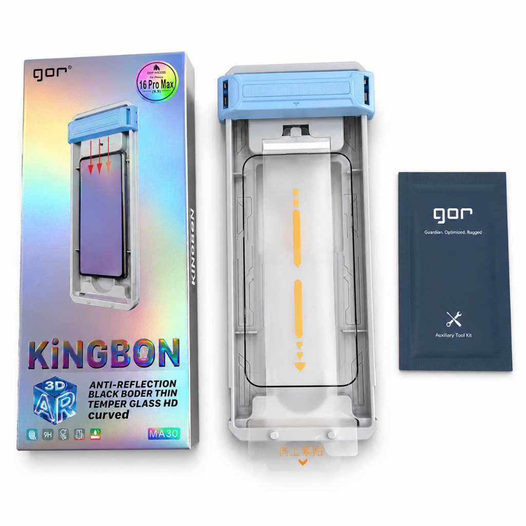 Kính Cường Lực iPhone GOR x KiNGBON 3D CURVED Chống Chói AR - Không Lẹm Màn Hình FULL 99%