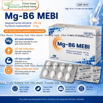Viên uống bổ sung Magie B6 giúp dịu thần kinh, ngủ ngon, giảm tê bi, chuột rút. Hộp 100v mgb6