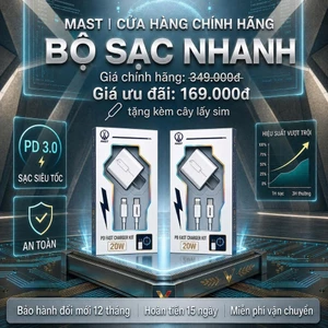 Bộ Sạc Nhanh Chính Hãng MAST Dành Cho IPHONE 6-17PROMAX.Cáp Bọc Dù Cao Cấp An Toàn Cho Điện Thoai