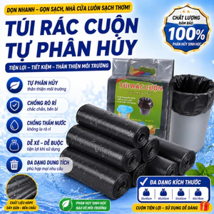 Túi đựng rác sinh học tự phân hủy cuộn túi rác màu đen 55x65cm tiết kiệm