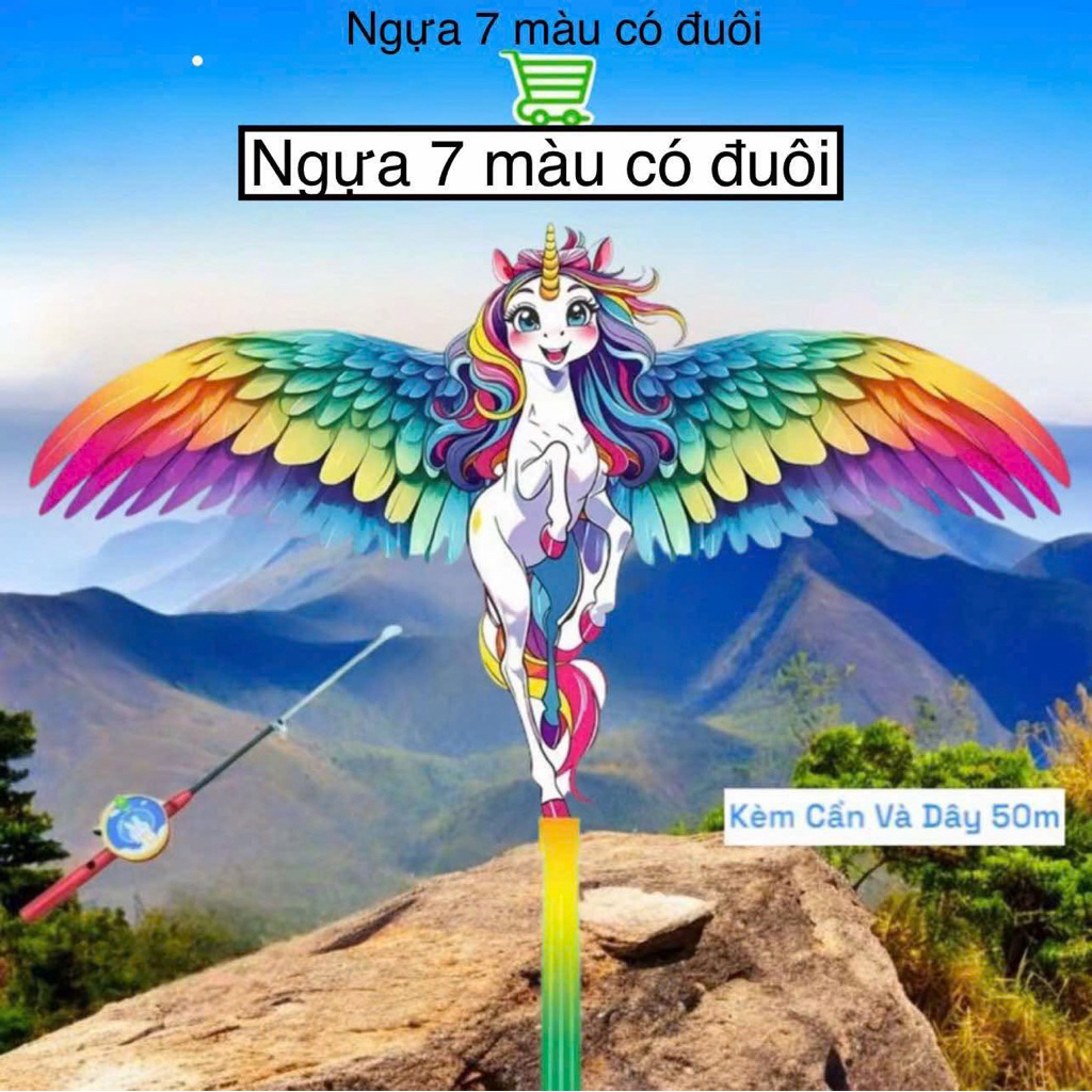 DIỀU CẦN CÂU MẪU MỚI 2026 - Diều 3D Size 50x80cm Hàng Vip Tặng Kèm Cần Câu Và Dây Dài 50 Mét Cho Các Bé Vui Chơi Ngày Hè
