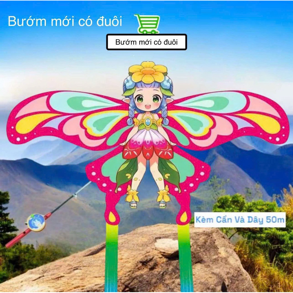 DIỀU CẦN CÂU MẪU MỚI 2026 - Diều 3D Size 50x80cm Hàng Vip Tặng Kèm Cần Câu Và Dây Dài 50 Mét Cho Các Bé Vui Chơi Ngày Hè