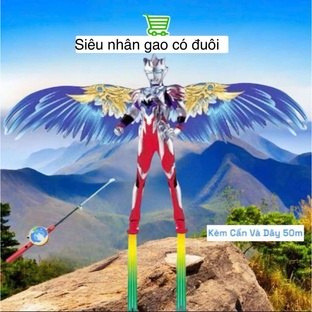 DIỀU CẦN CÂU MẪU MỚI 2026 - Diều 3D Size 50x80cm Hàng Vip Tặng Kèm Cần Câu Và Dây Dài 50 Mét Cho Các Bé Vui Chơi Ngày Hè