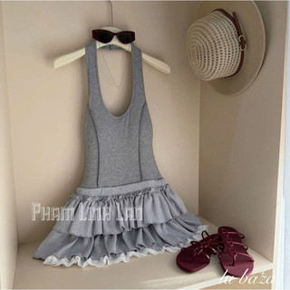 Váy Cotton Bèo Tầng Cổ Yếm PLL